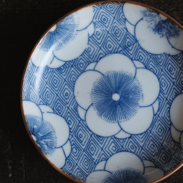 771『印判 星の図 皿』　/骨董品 古美術 古道具 アンティーク 古玩 桜と入れ子菱◇印判小皿 骨董・antiques 古道具 古民家 丁寧な