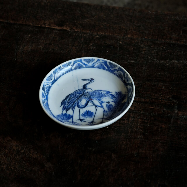 2匹の鶴◇印判小皿 骨董・antiques 古道具 古民家 丁寧な暮らしに