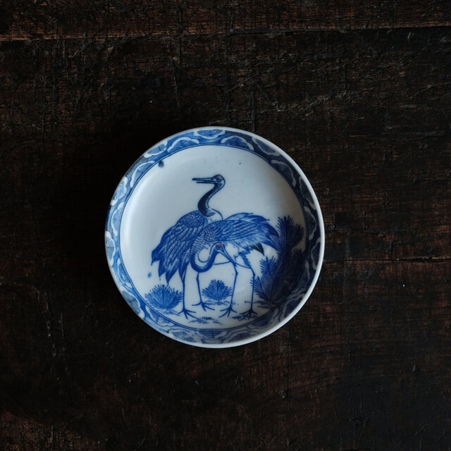 2匹の鶴◇印判小皿 骨董・antiques 古道具 古民家 丁寧な暮らしに