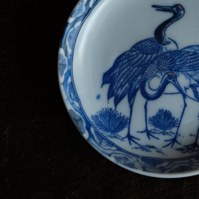 2匹の鶴◇印判小皿 骨董・antiques 古道具 古民家 丁寧な暮らしに