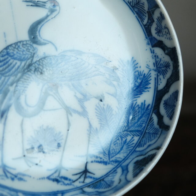 2匹の鶴◇印判小皿 骨董・antiques 古道具 古民家 丁寧な暮らしに