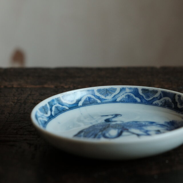 2匹の鶴◇印判小皿 骨董・antiques 古道具 古民家 丁寧な暮らしに