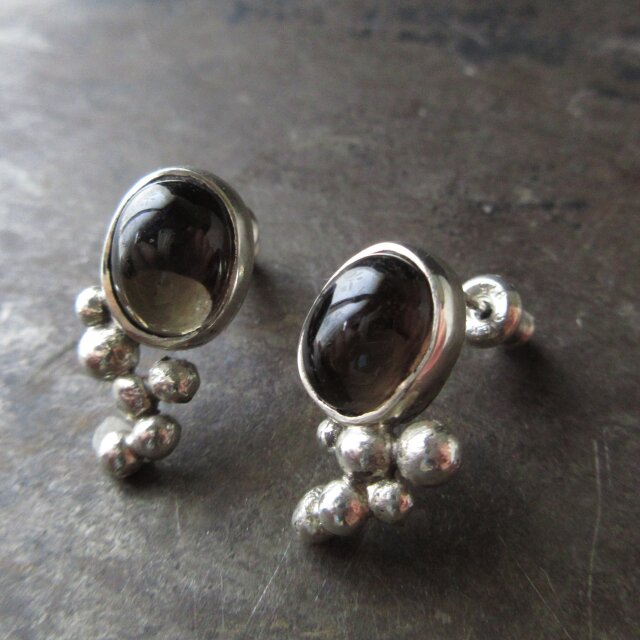 スモーキークォーツのシルバーピアス
