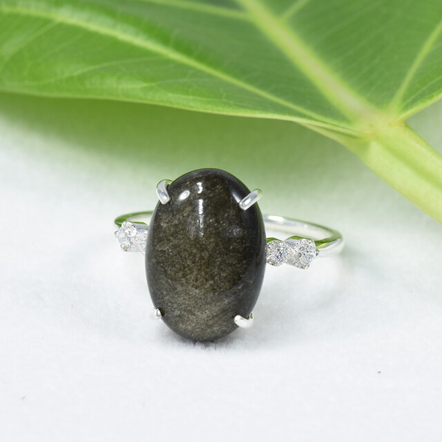 ゴールデンオブシディアン リング SV925 CJ097CIBSN