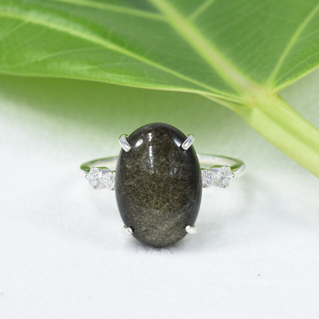 ゴールデンオブシディアン リング SV925 CJ097CIBSN | iichi 日々の