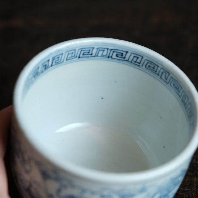 大ぶりで線描き◇伊万里 染付線描猪口 小鉢 向付 骨董・antiques