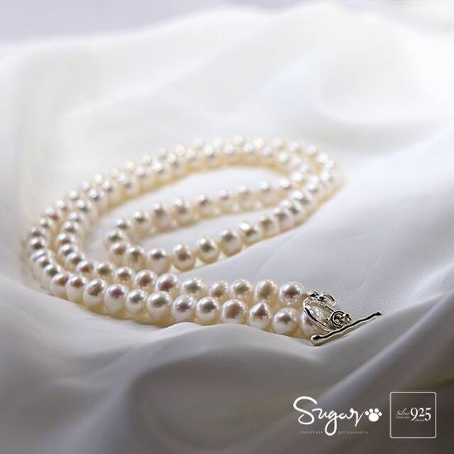 淡水パールネックレス　高品質AAAランク　 6mm 40cm〜アレルギー対応