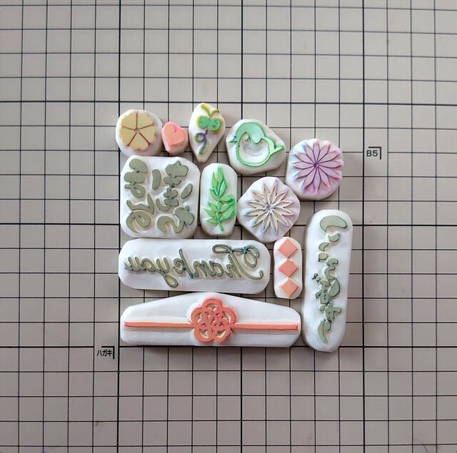 消しゴムはんこ「水引・ご祝儀袋・ポチ袋・フラワー・小鳥・蝶々