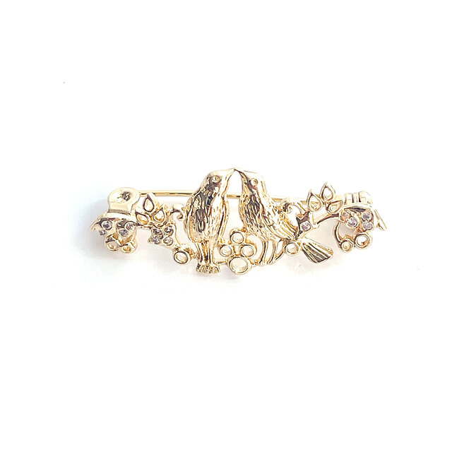 ラブバード 鳥モチーフ ゴールド ブローチ【ebro9-GD】