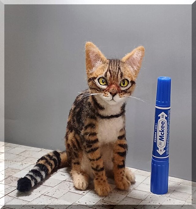羊毛フェルト猫 羊毛フェルト猫》 #猫(ねこ)羊毛フェルト オーダー フレーム