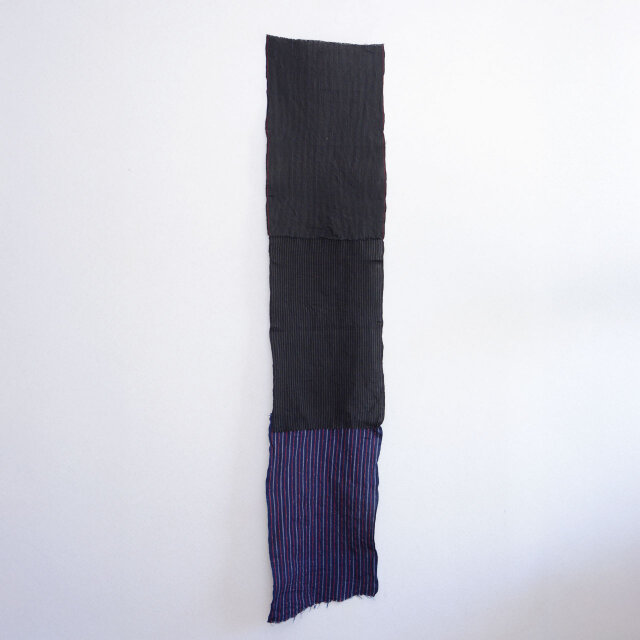 古布 木綿 ストール つぎはぎ 縞模様 — ハンドステッチが映える