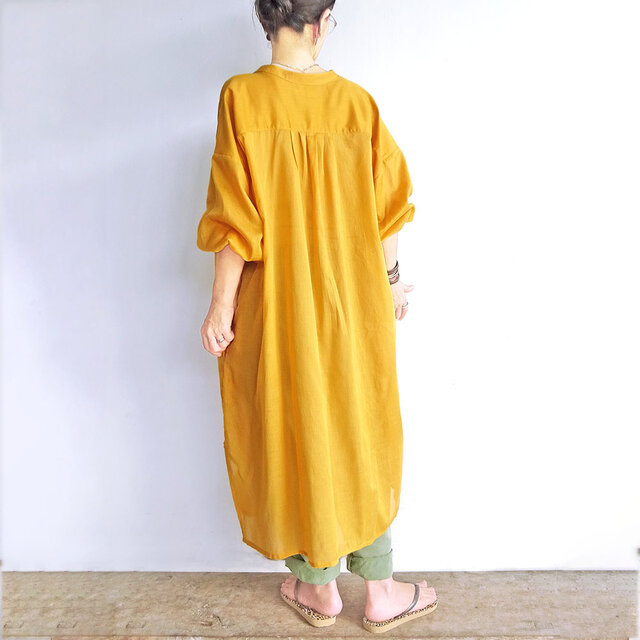 シフォン7分袖シャツワンピース（ピスタチオ） | iichi 日々の暮らしを