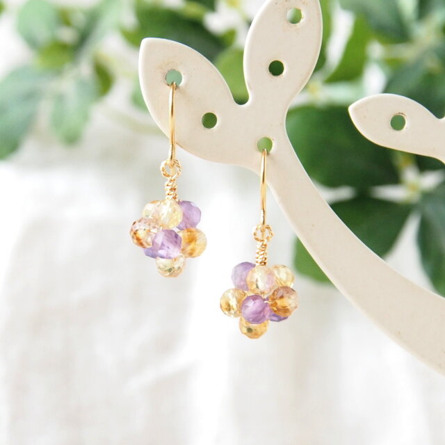 Particles Pierce（アメジスト×シトリン）