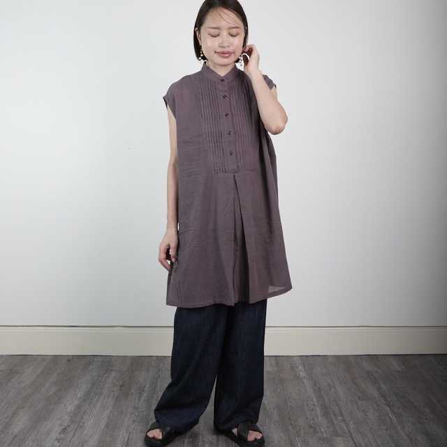 サラッと軽くて通気性◎ ライトコットン ピンタック チュニック