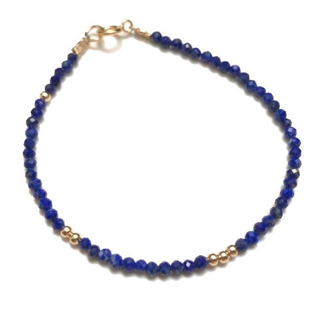 天然石 ラピスラズリ*ゴールドビーズのブレスレット（K14GF）