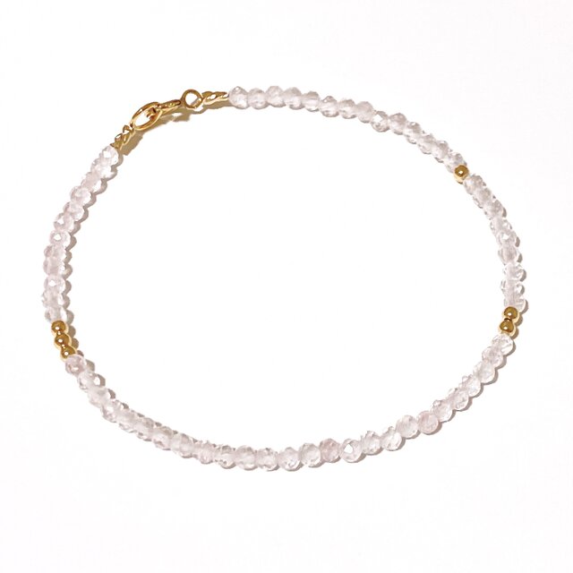 天然石 モルガナイト*ゴールドビーズのブレスレット（K14GF）