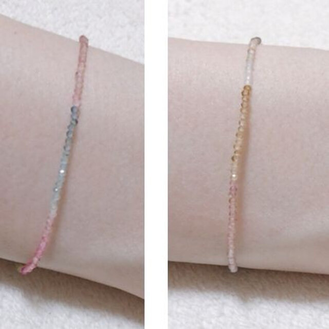 天然石 トルマリン*マルチカラージュエルブレスレット（K14GF