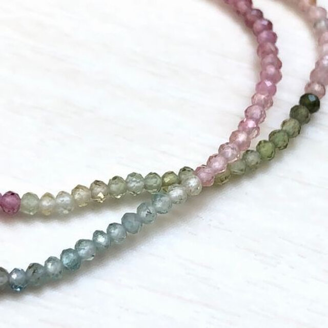 レン◆天然石マルチカラーブレスレット✧14kgf 天然石ブレスレット マルチカラー トルマリン さざれ石 14kgf bracelet