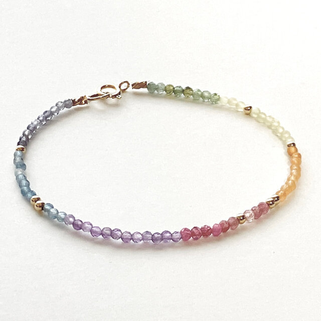 天然石 なないろ*ジュエルブレスレット（K14GF・レインボー） | iichi
