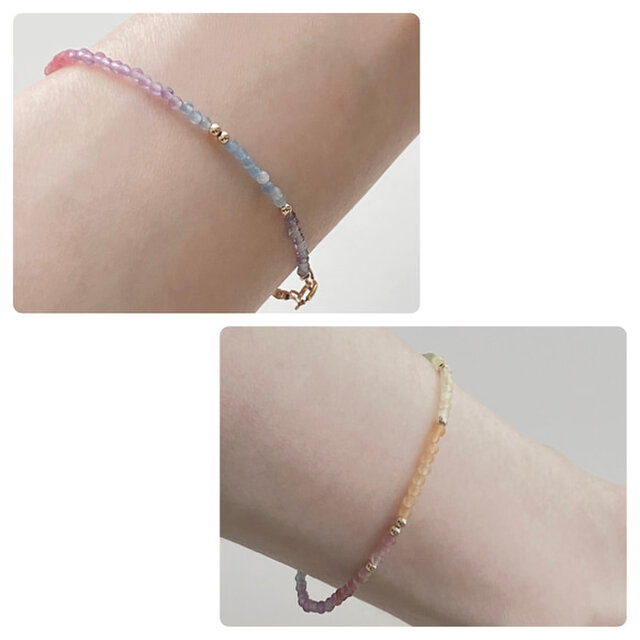 天然石 なないろ*ジュエルブレスレット（K14GF・レインボー