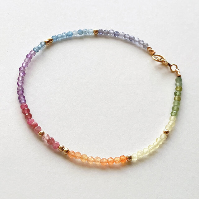 天然石 なないろ*ジュエルブレスレット（K14GF・レインボー） | iichi
