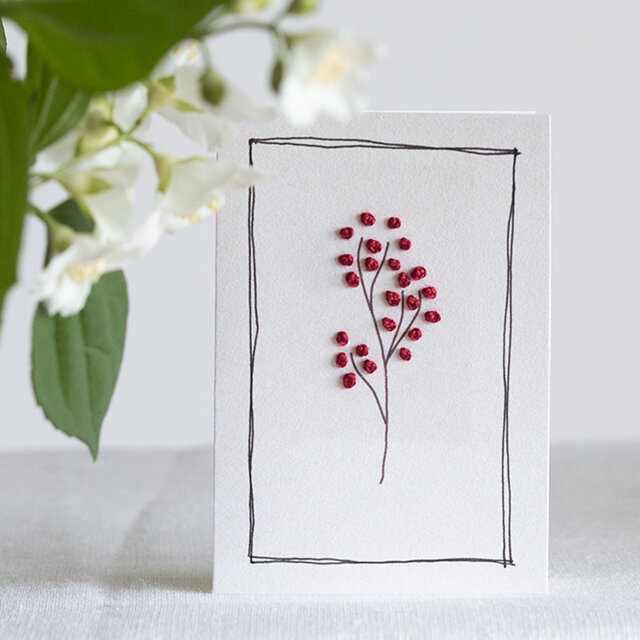 紙ししゅうminiカード 南天の実