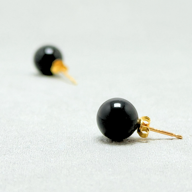 73 天然石　オニキス　8㎜　黒瑪瑙　ピアス　イヤリング E046 ピアス イヤリング ブラック天然石 8mm 6mm 4mm 黒瑪瑙