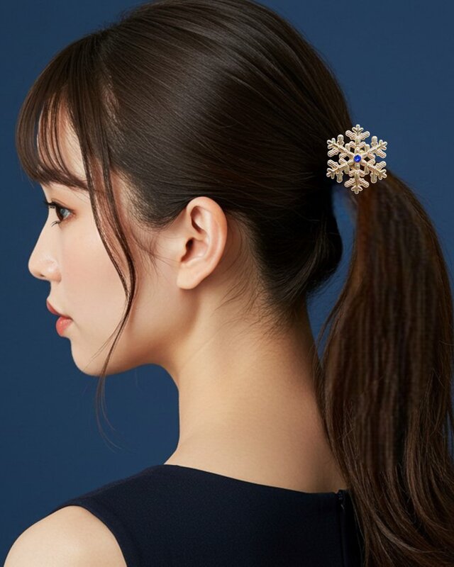 Color Snow - 彩り結晶のヘアジュエリー】雪の結晶ヘアゴム ゴールド