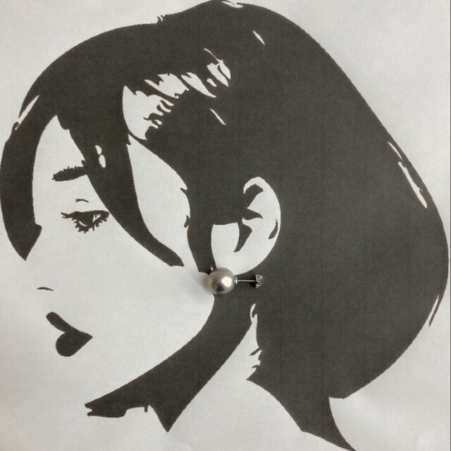 樹脂パールスタッドピアス/約12mm/オーキッドグレー/made in