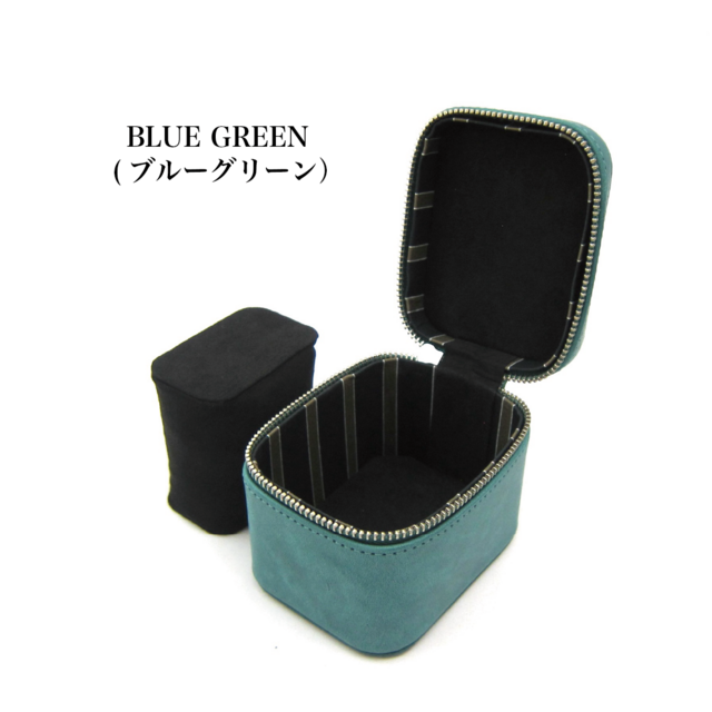 ウォッチケース 腕時計ケース ラウンドファスナー ハードケース 本革 オイル バフ イタリア製 バケッタレザー グリーン