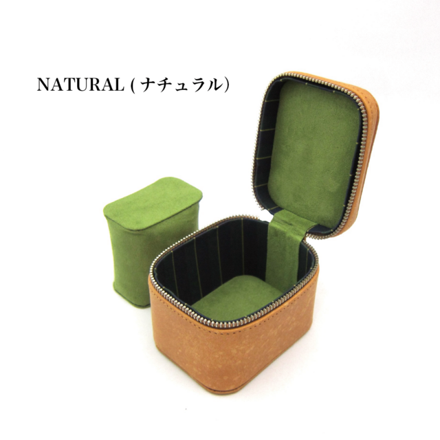 ウォッチケース 腕時計ケース ラウンドファスナー ハードケース 本革 オイル バフ イタリア製 バケッタレザー ナチュラル