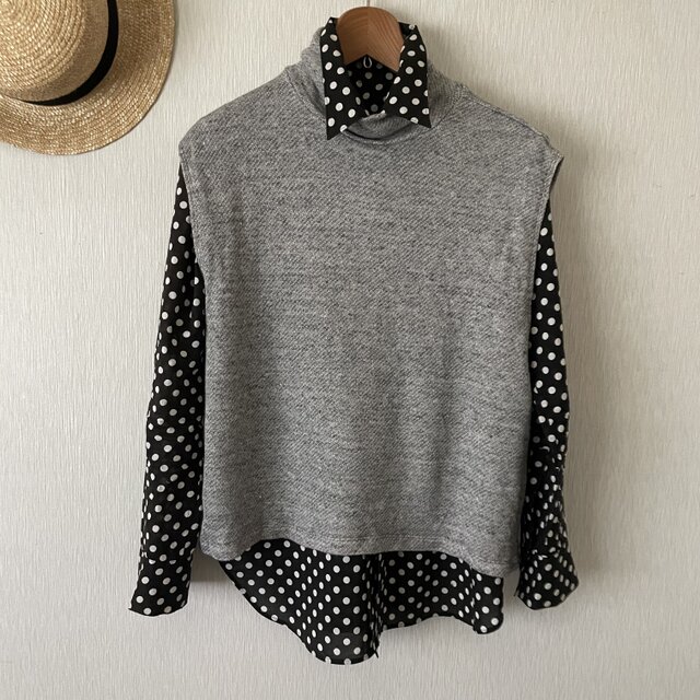 杢パイルカットソータートルベスト　杢グレーＦ