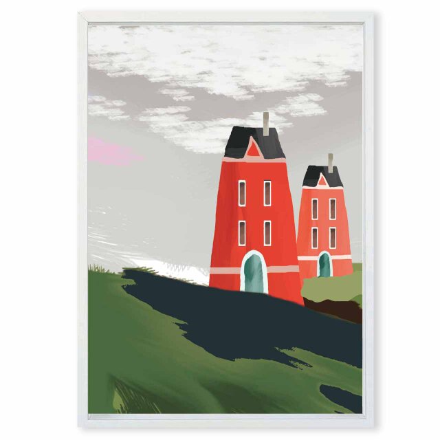 高原の家たち　　送料無料　イラスト　ポスター　アートポスター　A4〜A0　アート/sei検索新着順　3677