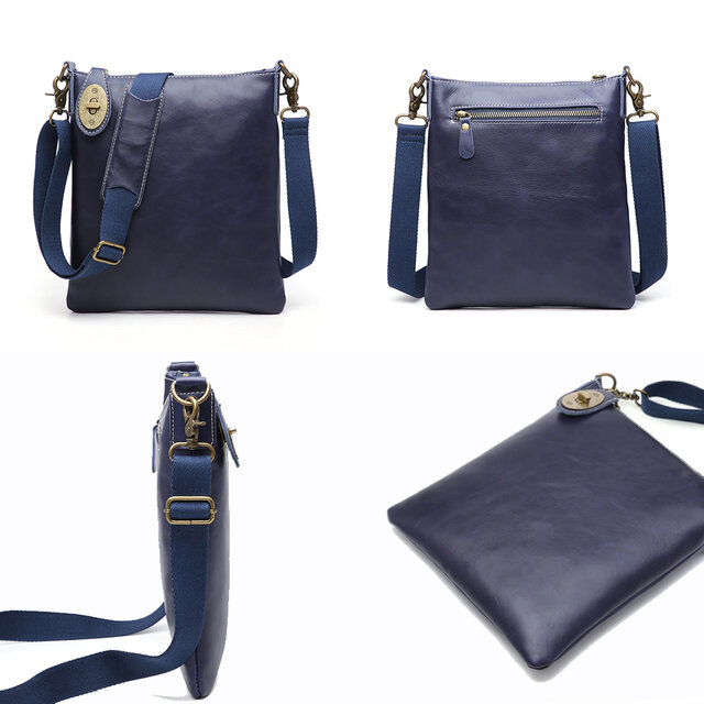 ネイビー ショルダーバッグ お洒落 19cm 新作 手作り 牛革 肩掛けバッグ メンズ 新作 人気タイプ ショルダー