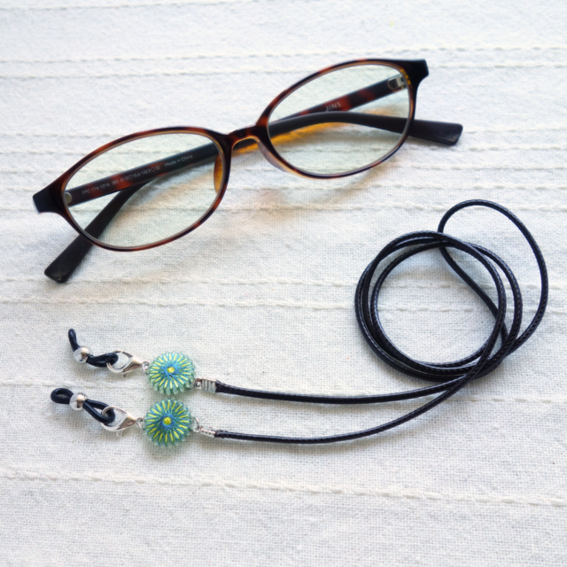 【2way】眼鏡ストラップ / マスクホルダー｜青×レモンイエロー｜上品な実用的アイテム｜親孝行ギフト