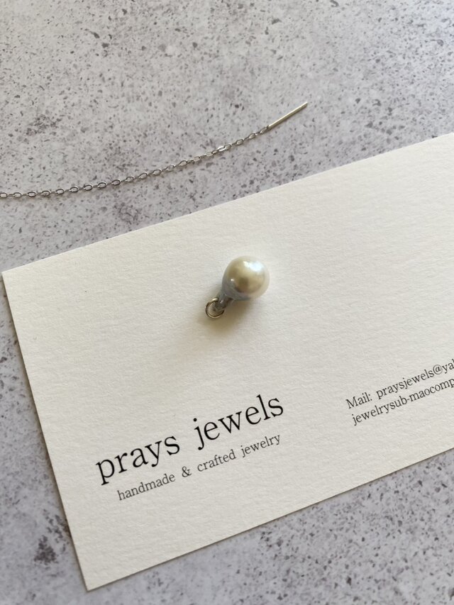 【スライドアジャスターネックレス専用チャーム】羽根パールアコヤバロックチャーム