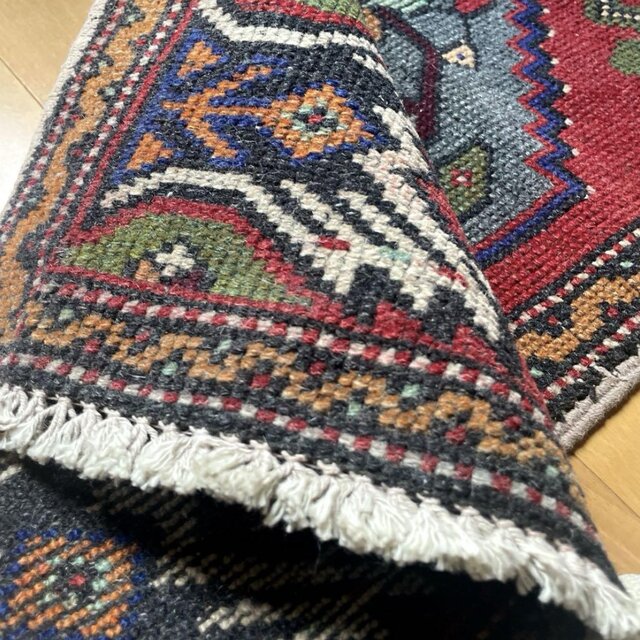 53×102 ウール アンティークレッド メダリオン トルコ