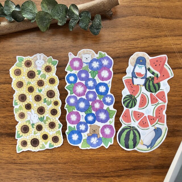 bookmark（しおり）〜どうぶつ達と夏〜　３枚入り