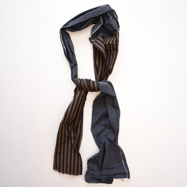 古布 ストール 木綿 つぎはぎ 縞模様 — ハンドステッチが映えるスカーフにもインテリアにも使えるファブリック