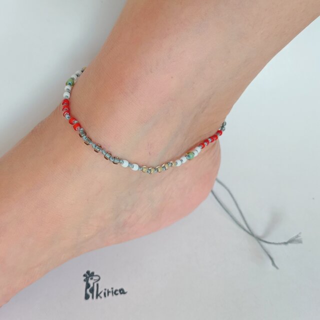 ☆コットンのやさしいアンクレット（ペットの首輪にも！）(#1205)(1点限定)