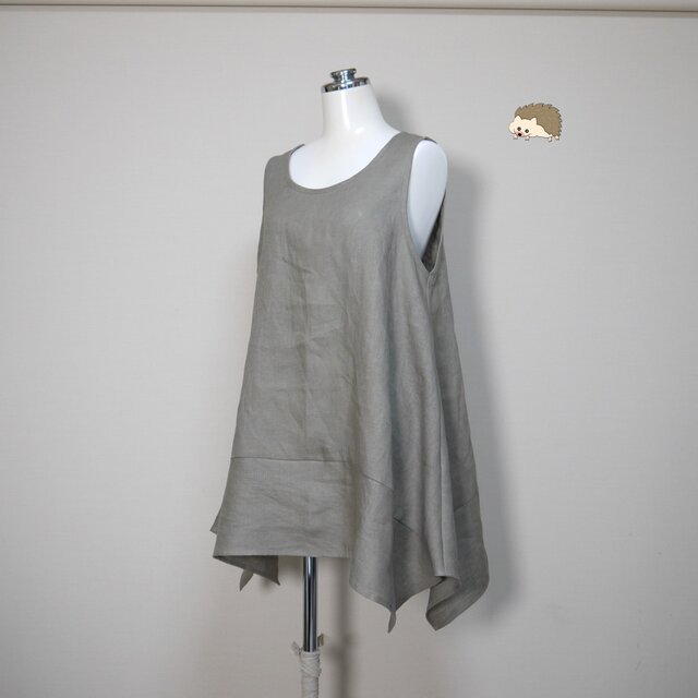 リネン◆フレアキャミ◆オールドカーキ◆S・M・Ⅼ・LL（中厚、リネン100％）