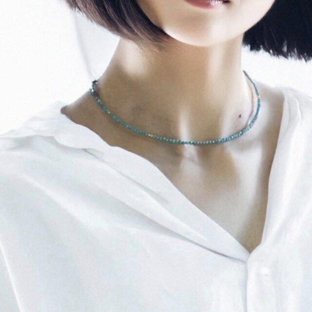 天然石*ターコイズの連ネックレス　(K14GF・ゴールドビーズ)