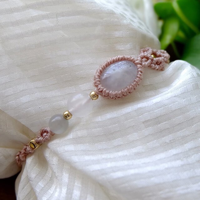 ムーンストーン（スリランカ産）・ムーンストーン マクラメブレスレット 2768 ムーンストーン（スリランカ産）・ムーンストーン（タンザニア産