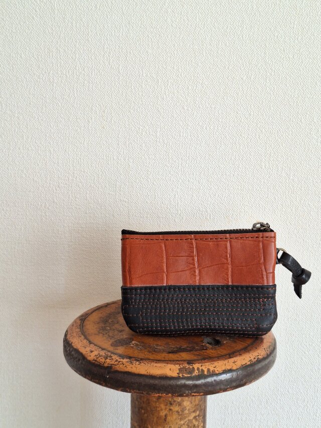 手のひらサイズのミニポーチ バイカラー　№013-006