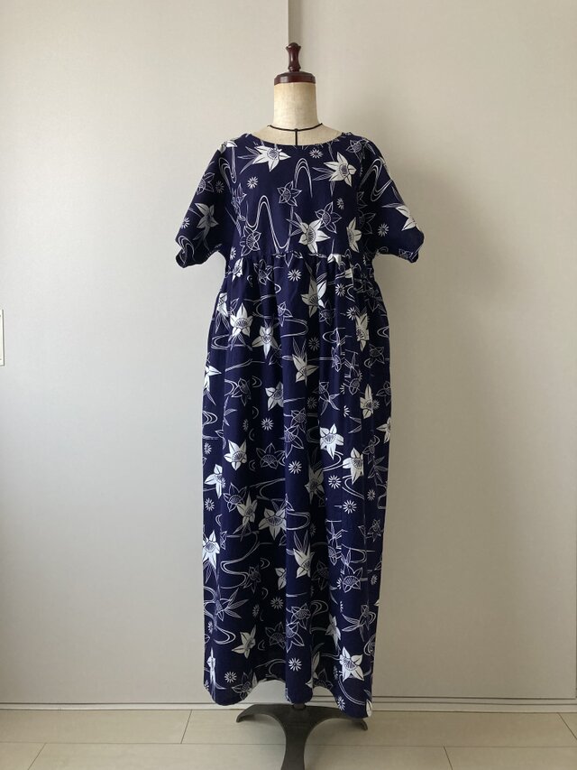 浴衣のゆったりワンピース　桔梗