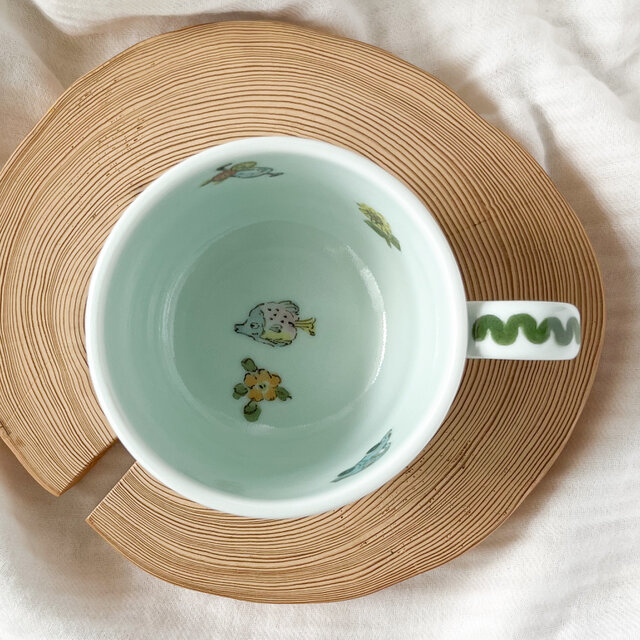 チコロット❤️すべて手描き❤️染付け❤️スープカップ❤️カフェオレ