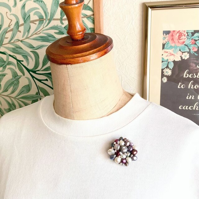 南洋真珠ブローチ バロック真珠 南洋 バロック 真珠 ブローチ 白蝶真珠 パール 約14.5mm シルバー 大粒