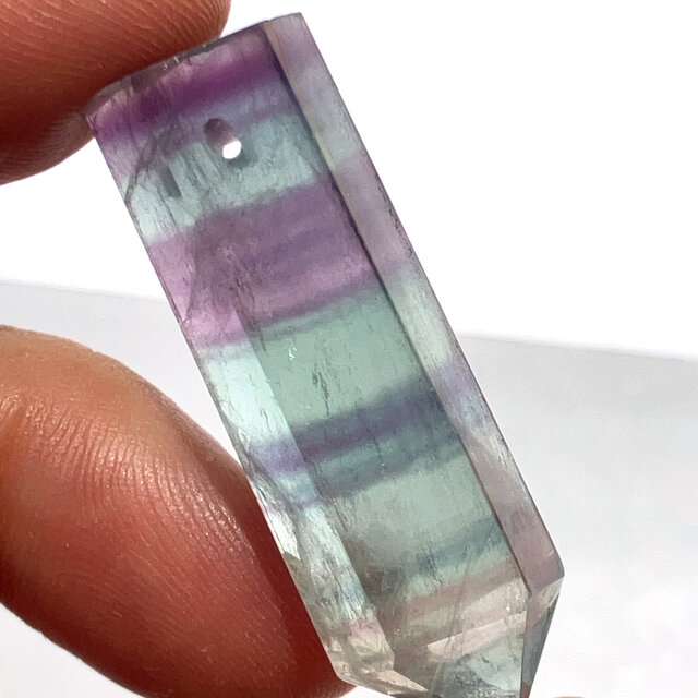 フローライト 青色 紫色 手のひらサイズ 穴あきフローライトポイント[211] 38x11mm 天然石 | iichi 日々