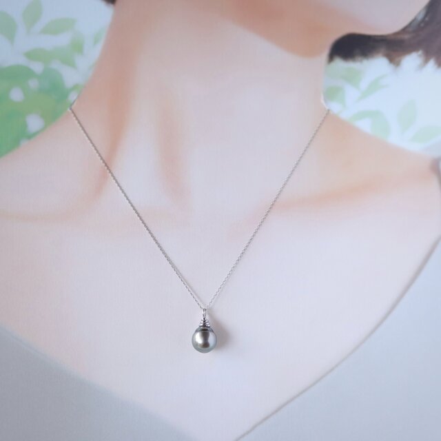 Joy タヒチパール黒蝶真珠のシルバー製ペンダントネックレス | iichi