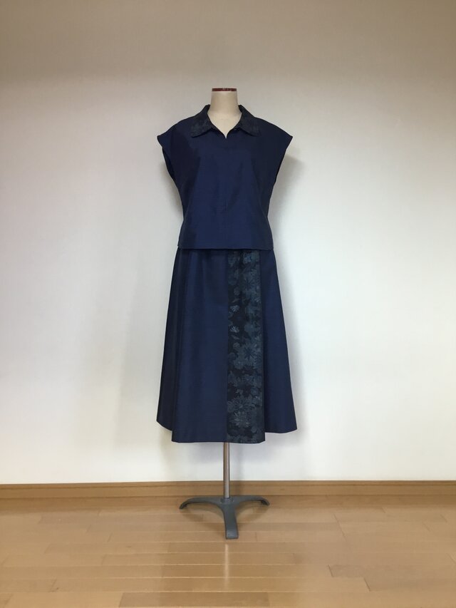 フレアータックのスカート     着物リメイク